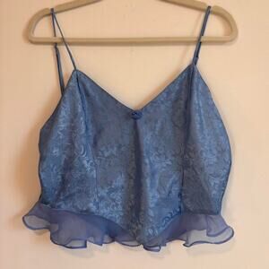 Vintage blue floral silk